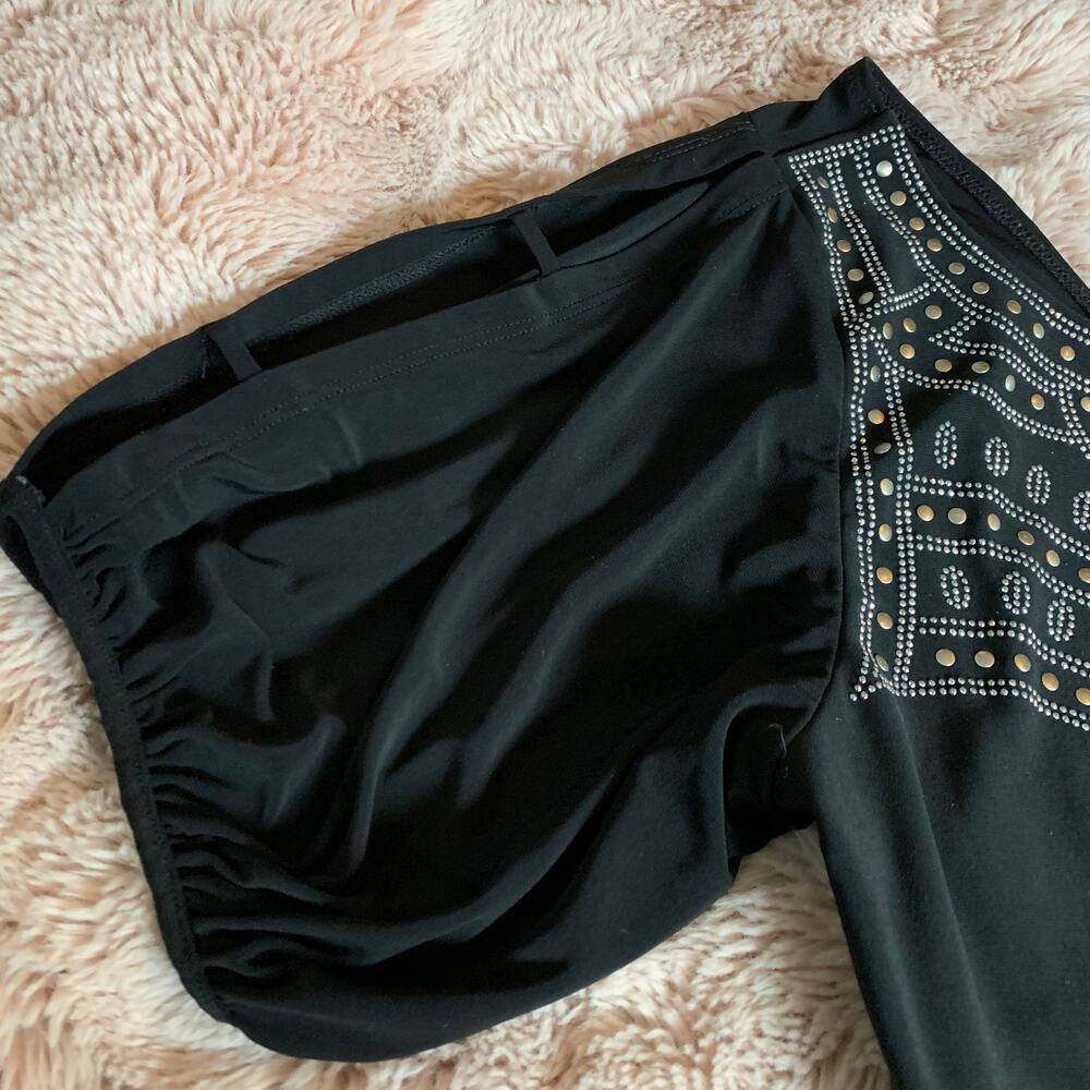 Bisou Bisou Black Embellished Short Sleeve Dress 8 - Picture 3 of 11